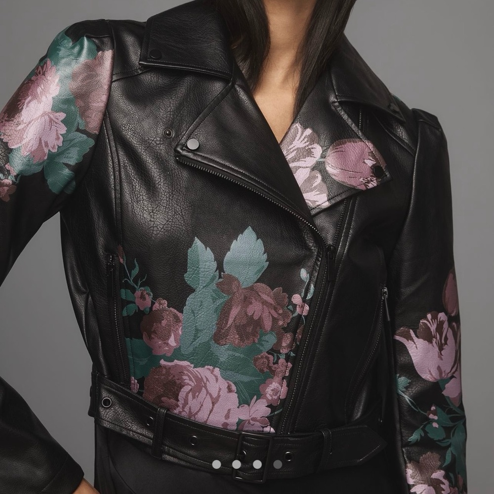 Anthropologie Faux Leather Cropped Jacket